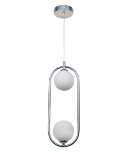 InLight Κρεμαστό φωτιστικό σε χρώμιο απόχρωση και λευκή οπαλίνα 2XG9 D:40cm (4023-CH)