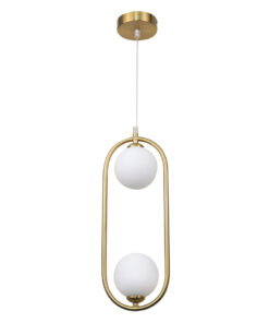 InLight Κρεμαστό φωτιστικό σε χρυσαφί χρώμα και λευκή οπαλίνα 2XG9 D:40cm (4023-GL)