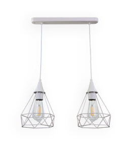 InLight Κρεμαστό φωτιστικό από λευκό μέταλλο 2XE27 D:40cm (4024-2-WH-RAIL)