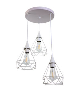 InLight Κρεμαστό φωτιστικό από λευκό μέταλλο 3XE27 D:30cm (4024-3-WH-ROSETTE)