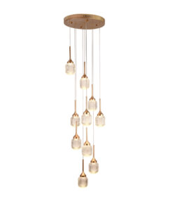 Inlight Κρεμαστό φωτιστικό LED 10*10W από χρυσαφί μέταλλο και ακρυλικό D:30x200cm (4077-10-Golden)