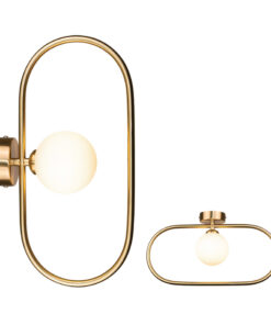 InLight Επιτοίχιο φωτιστικό σε χρυσαφί χρώμα και λευκή οπαλίνα 1XG9 D:40cm (43031-GL)