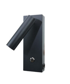 InLight Επιτοίχιο Φωτιστικό LED Μαύρο 3W – Spot με USB & Type-C (43037-BL)