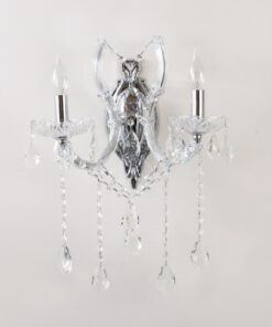 InLight Επιτοίχιο φωτιστικό από οξυντέ χρώμιο γυαλί και κρύσταλλα 2XE14 D:35cm (43250-CHROME)
