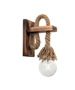InLight Επιτοίχιο φωτιστικό από καφέ σχοινί και ξύλο 1XE27 D:26cm (43402)