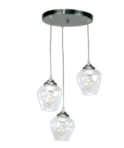 InLight Κρεμαστό φωτιστικό από νίκελ ματ μέταλλο και διάφανο γυαλί 3XE27 D:30cm (4474-3-NM)