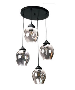 InLight Κρεμαστό φωτιστικό από μαύρο μέταλλο και φιμέ γυαλί 4XE27 D:30cm (4474-4-BL)