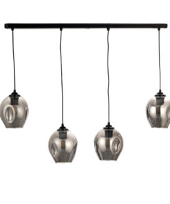 InLight Κρεμαστό φωτιστικό από μαύρο μέταλλο και φιμέ γυαλί 4XE27 D:80cm (4474-4-BL ΡΑΓΑ)