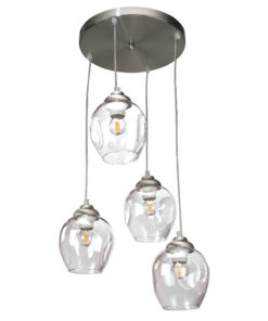 InLight Κρεμαστό φωτιστικό από νίκελ ματ μέταλλο και διάφανο γυαλί 4XE27 D:30cm (4474-4-NM)