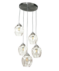 InLight Κρεμαστό φωτιστικό από νίκελ ματ μέταλλο και διάφανο γυαλί 5XE27 D:30cm (4474-5-NM)