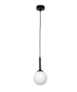 InLight Κρεμαστό φωτιστικό από μαύρο μέταλλο και λευκή οπαλίνα 1XG9 D:13cm (4514-1)