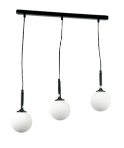 InLight Κρεμαστό φωτιστικό από μαύρο μέταλλο και λευκή οπαλίνα 3XG9 D:60cm (4514-3 ΡΑΓΑ)