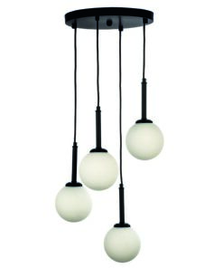 InLight Κρεμαστό φωτιστικό από μαύρο μέταλλο και λευκή οπαλίνα 4XG9 D:30cm (4514-4 ΡΟΖΕΤΑ)