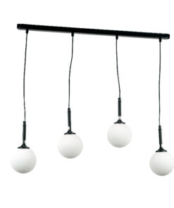 InLight Κρεμαστό φωτιστικό από μαύρο μέταλλο και λευκή οπαλίνα 4XG9 D:80cm (4514-4 ΡΑΓΑ)