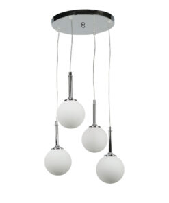 InLight Κρεμαστό φωτιστικό από χρώμιο μέταλλο και λευκή οπαλίνα 4XG9 D:30cm (4515-4 ΡΟΖΕΤΑ)