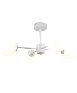 InLight Κρεμαστό φωτιστικό από λευκό μέταλλο και λευκή οπαλίνα 4XG9 D:70cm (5012-4)