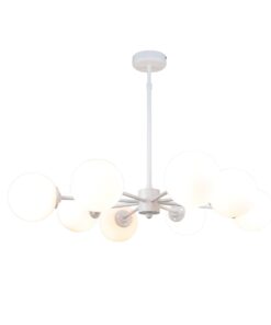 InLight Κρεμαστό φωτιστικό από λευκό μέταλλο και λευκή οπαλίνα 6XG9 D:70cm (5012-8)