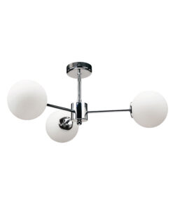 InLight Κρεμαστό φωτιστικό από χρώμιο μέταλλο και λευκή οπαλίνα 3XG9 D:45cm (5014-3)