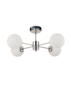 InLight Κρεμαστό φωτιστικό από χρώμιο μέταλλο και λευκή οπαλίνα 4XG9 D:45cm (5014-4)