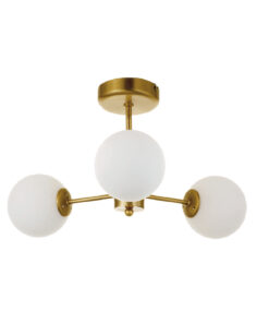 InLight Κρεμαστό φωτιστικό από χρυσό ματ μέταλλο και λευκή οπαλίνα 3XG9 D:45cm (5015-3)