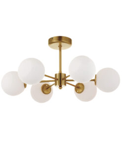 InLight Κρεμαστό φωτιστικό από χρυσό ματ μέταλλο και λευκή οπαλίνα 6XG9 D:55cm (5015-6)