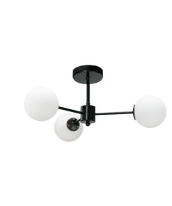 InLight Κρεμαστό φωτιστικό από μαύρο μέταλλο και λευκή οπαλίνα 3XG9 D:45cm (5016-3)