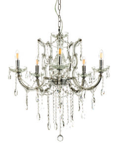 InLight Κρεμαστό φωτιστικό από χρώμιο μέταλλο γυαλί και κρύσταλλα 6XE14 D:70cm (5244-6-Χρώμιο)