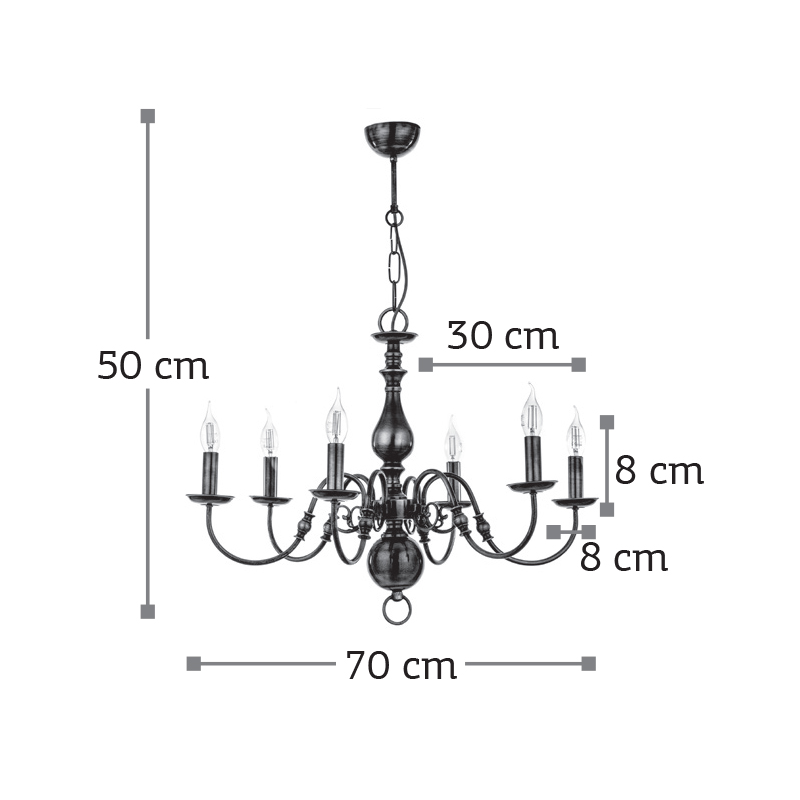 InLight Κρεμαστό φωτιστικό από οξυντέ μέταλλο 6XE14 D:70cm (5309-6) - Image 3