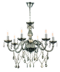 InLight Κρεμαστό φωτιστικό από φιμέ γυαλί και κρύσταλλα 6XE14 D:68cm (5314-6-FIME)