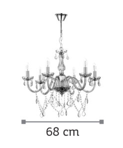 Alternative view of InLight Κρεμαστό φωτιστικό από μελί γυαλί και κρύσταλλα 6XE14 D:68cm (5314-6-AMBER)