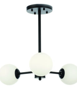 InLight Κρεμαστό φωτιστικό από μαύρο μέταλλο και λευκή οπαλίνα 3XG9 D:45cm (5315-3)