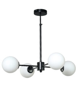 InLight Κρεμαστό φωτιστικό από μαύρο μέταλλο και λευκή οπαλίνα 4XG9 D:45cm (5315-4)