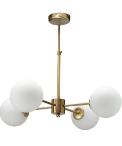 InLight Κρεμαστό φωτιστικό από χρυσό ματ μέταλλο και λευκή οπαλίνα 4XG9 D:45cm (5316-4)