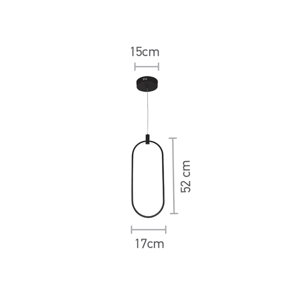 InLight Κρεμαστό φωτιστικό LED 14W 3000K σε μαύρη απόχρωση D:17cm (6058-BL) - Image 2