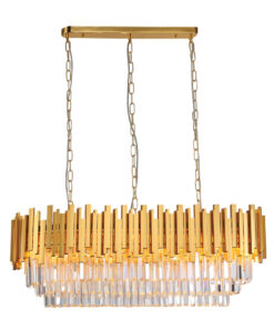 InLight Κρεμαστό φωτιστικό από χρυσαφί αλουμίνιο και κρύσταλλα 12XE14 D:100cm (6069-12)