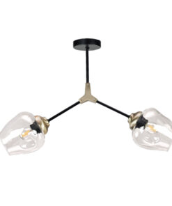 InLight Κρεμαστό φωτιστικό από μαύρο μέταλλο και διάφανο γυαλί 2XE27 D:60cm (6129-2-GL)