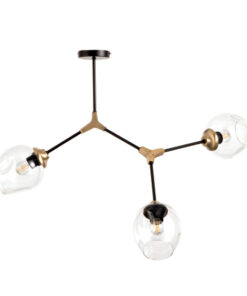 InLight Κρεμαστό φωτιστικό από μαύρο μέταλλο και διάφανο γυαλί 3XE27 D:70cm (6129-3-GL)