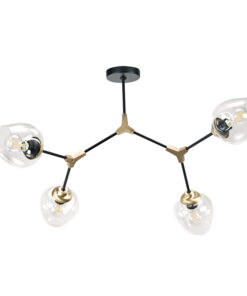 InLight Κρεμαστό φωτιστικό από μαύρο μέταλλο και διάφανο γυαλί 4XE27 D:120cm (6129-4-GL)