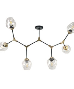 InLight Κρεμαστό φωτιστικό από μαύρο μέταλλο και διάφανο γυαλί 6XE27 D:140cm (6129-6-GL)