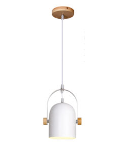 InLight Κρεμαστό φωτιστικό από λευκό μέταλλο και ξύλο 1XE27 D:11,5cm (6130-1-WH)