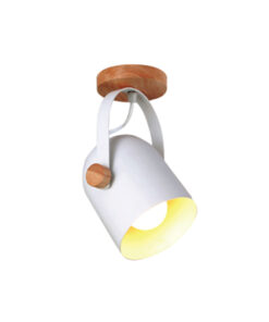 InLight Επιτοίχιο σποτ από λευκό μέταλλο και ξύλο 1XE27 D:22cm (6133-1-WH)