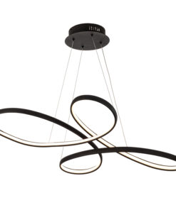 InLight Κρεμαστό φωτιστικό LED 56W 3CCT (by switch) από αλουμίνιο σε μαύρη απόχρωση D:100cm (6150-BL)