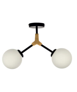 InLight Κρεμαστό φωτιστικό από μαύρο μέταλλο και λευκή οπαλίνα 2XE27 D:40cm (6167-2-GL)