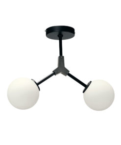 InLight Κρεμαστό φωτιστικό από μαύρο μέταλλο και λευκή οπαλίνα 2XE27 D:40cm (6167-2-NM)
