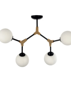 InLight Κρεμαστό φωτιστικό από μαύρο μέταλλο και λευκή οπαλίνα 4XE27 D:60cm (6167-4-GL)