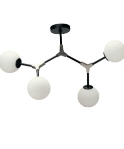 InLight Κρεμαστό φωτιστικό από μαύρο μέταλλο και λευκή οπαλίνα 4XE27 D:60cm (6167-4-NM)
