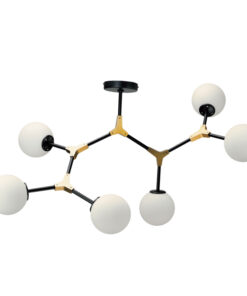 InLight Κρεμαστό φωτιστικό από μαύρο μέταλλο και λευκή οπαλίνα 6XE27 D:90cm (6167-6-GL)