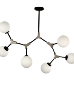 InLight Κρεμαστό φωτιστικό από μαύρο μέταλλο και λευκή οπαλίνα 6XE27 D:90cm (6167-6-NM)