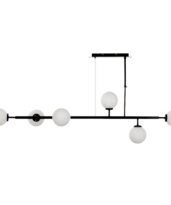 InLight Κρεμαστό φωτιστικό από μαύρο μέταλλο και λευκή οπαλίνα 6XG9 D:130cm (6170-6-BL)