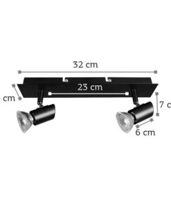 Alternative view of InLight Επιτοίχιο σποτ από μέταλλο σε μαύρη απόχρωση 2XGU10 D:25cm (9078-2Φ-Μαύρο)